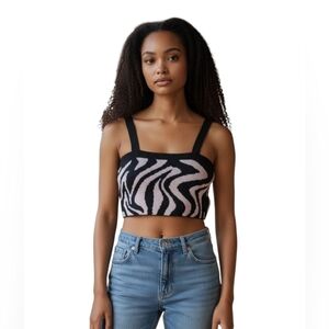 525 America Black and Pink Zebra Print Crop Top Sz Sm